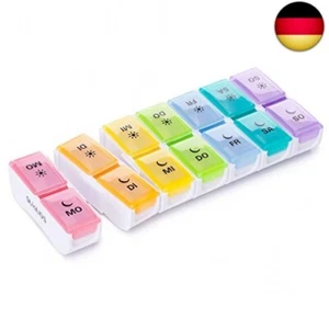 SUKUOS Pillendose 7 Tage 2 fächer, Tablettenbox 7 Tage Morgens Abends, Klein