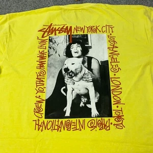Stussy How We're Livin' Pigment Dyed LS Tee Mens XXL Butter Yellow NWT - Picture 1 of 8