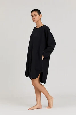 Vestido túnica negro grúa gris 100% algodón XS Foto 1 de 4