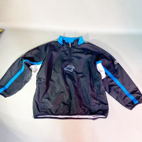 Vintage Reebok NFL Carolina Panthers Auth. Sideline Jacket Youth Small 8 Pull On Cover