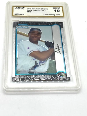 1999 Bowman Chrome Rookie Card Carl Crawford MNT 10 GEM MINT Devil Rays RC #440 - Image 1 of 4