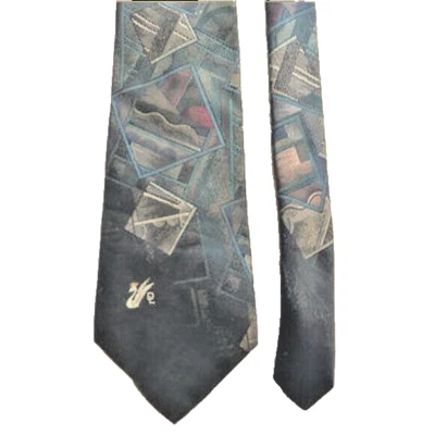 Corbata de Colección Don Loper Años 60 70 Azul Marino Geométrica Mezcla Seda 56" x 3.75" Foto 1 de 4