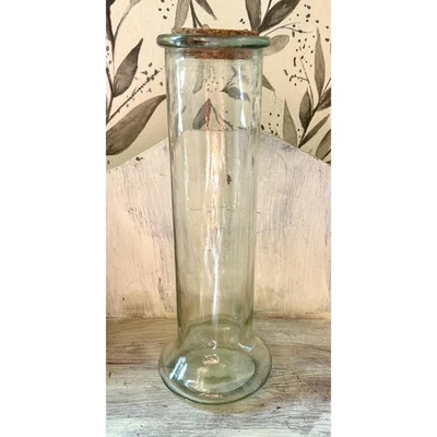 Vintage green glass cylinder shaped jar cork - Image 1 of 4