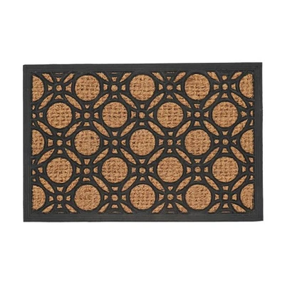Fußmatte Türvorleger Türmatte Kreise braun schwarz Kokosnussfaser Gummi 40x60cm - Bild 1 von 4
