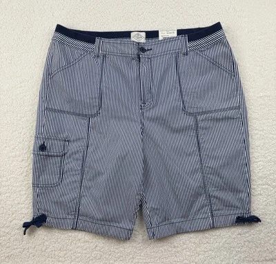 St. Johns Bay Bermuda Shorts Womens 18 Blue White Betty Nautical Stripe - Image 1 of 4
