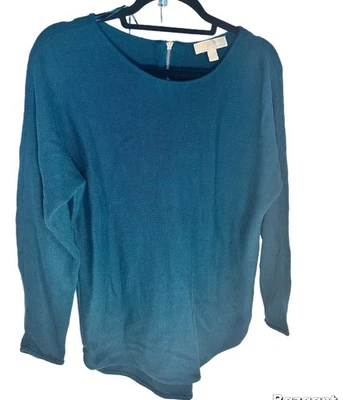 Michael Kors Women’s Blue Knit Sweater Size M Long Sleeve Pullover w/ Back Zip - Image 1 of 4