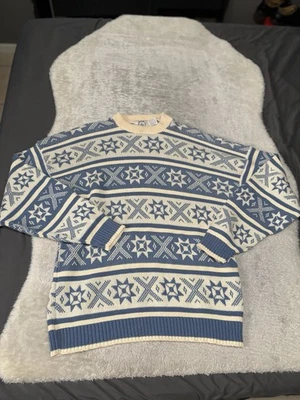 Sears Roebuck & Co Mens Loose Vintage Grandpa Sweater Large Geomtric Knit  - Image 1 of 4