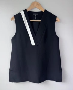 Rag & Bone Womens Size S LODWICK Sleeveless V Neck Blouse Top Career Black Lined - Picture 1 of 9