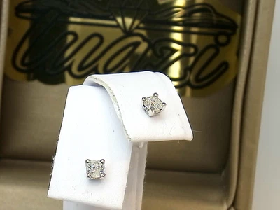 💥10k SOLID WHITE Gold! CERTIFIED 1/4CTTW CT REAL GENUINE Diamond Stud Earrings⚡ - Image 1 of 4