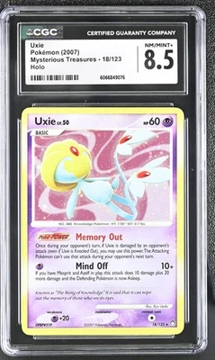 CGC 8.5 Uxie 2007 Mysterious Treasures 18/123 Holo Pokemon Card - Image 1 of 2