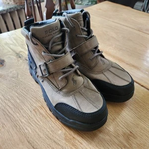 Polo Ralph Lauren Leather Boot Buckle Brandy Tyrek Youth Boys Size 5.5 Brown - Picture 1 of 12