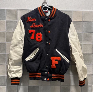 1970s Vintage Wool Leather Letterman Varsity Jacket by DeLong WPL 8936 USA Made - Picture 1 of 8