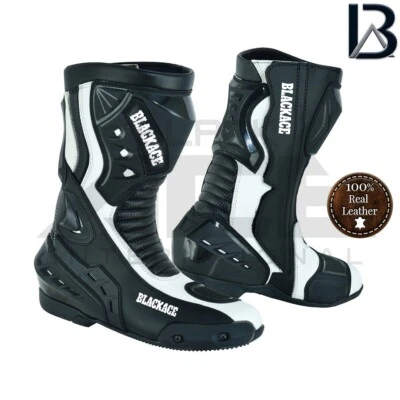Motorcycle Motorbike Racing Leather Boots Shoes Motorcycle Race Boots Blackace - Image 1 of 4