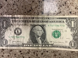 5 Of A Kind LUCKY 77777 $1 Dollar Bill Serial Number Note - Picture 1 of 3