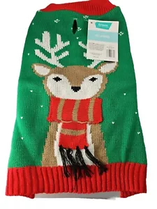 Pet Christmas Dog Sweater Holiday Deer Reindeer Winter Clothing Gift Idea - Picture 1 of 6