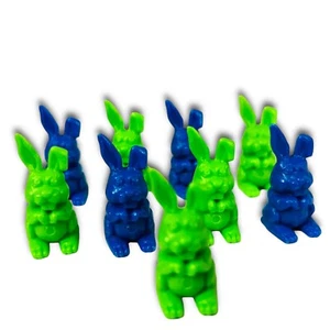 Lot of 9 Vintage Blue & Green Bunny Rabbit Figures. RARE! - Picture 1 of 4