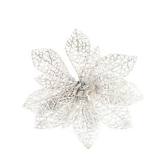 10pcs Artificial Poinsettia Flowers for Christmas Decor (Silver)