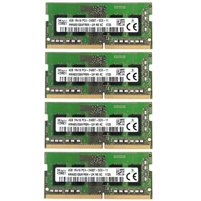 Hynix 16GB (4X4GB) DDR4 PC4-19200 (DDR4-2400MHz) SODIMM Memory Ram HMA851S6AFR6N - Image 1 of 4