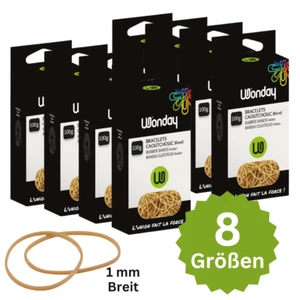 Gummibänder Gummiringe Gummi Gummiband natur 100g im Karton 1 mm breit 8 Größen - Bild 1 von 4