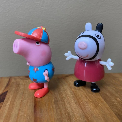 Peppa Pig GEORGE  & ZOE ZEBRA Figure Lot  2" Plastic Replacement Toy Jazwares Cover