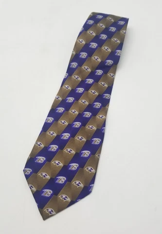 Baltimore Ravens NFL Purple & Gold Bird Logo Vintage Men's Neck Tie 100% Silk Cover