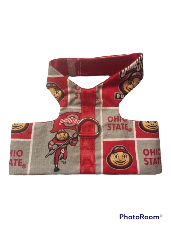 Chaleco arnés hecho a mano para perro tela Ohio State XXXS (317) Foto 1 de 1
