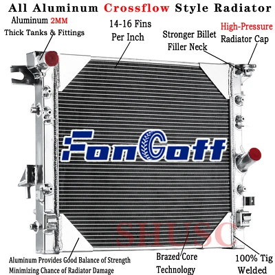 Radiador de aluminio para Jeep Wrangler JK 2007-2018 3,6 L 3,8 L V6 Foto 1 de 4