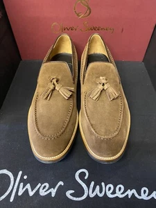 OLIVER SWEENEY, BRAND NEW , SIZE 8.5 , CARAMEL SUEDE , CLASSIC , TASSLE LOAFER - Picture 1 of 14