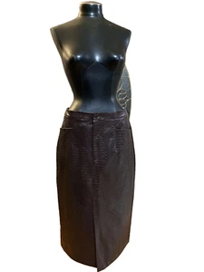 INC Faux Leather Pencil Skirt Women’s 8 Brown Slit Front Animal Print Midi NWT - Bild 1 von 17