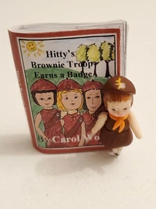 2" X 1 1/2" Miniature readable Brownie book & mini 1" doll for 8" Betsy McCall  - Picture 1 of 9