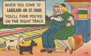 Tarjeta humorística #2 - Lakeland - On - St. Croix, Minnesota - lino sin publicar - Imagen 1 de 3