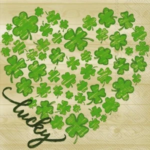 3-Ply Paper Napkins, 20-Count Cocktail Size, Lucky Heart - Picture 1 of 1