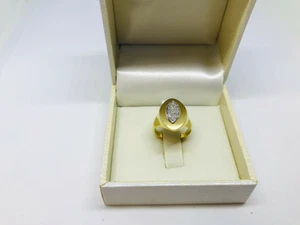 1 anello uomo mignolo Oro giallo bianco 18kt ovale con Diamanti  - Imagen 1 de 7