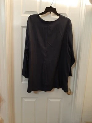 Túnica Valerie Stevens Pura Seda Botón Delantero Para Mujer Talla 18W Azul Aberturas Laterales Foto 1 de 3