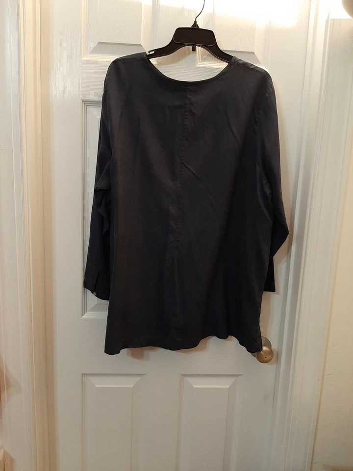 Túnica Valerie Stevens Pura Seda Botón Delantero Para Mujer Talla 18W Azul Aberturas Laterales Foto 1 de 3