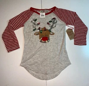 Toddler Girls Christmas Winter Reindeer Sequins Long Sleeve Shirt Size 4 Top - Picture 1 of 3
