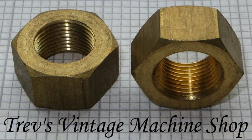 1/2 BSCy CEI cycle thread - 26tpi full hex nuts - bar turned brass - Qty 2-10 - Image 1 of 1