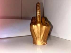 Rude middle finger ornament - Gold funny offensive gift - Picture 1 of 1