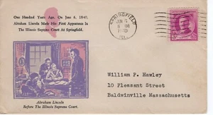 ABE LINCOLN BEFORE ILL SUPREME COURT,  SPRINGFIELD, IL, 1940  FDC10393 - Picture 1 of 1
