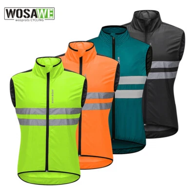 WOSAWE Men Windproof Cycling Vest MTB Road Bike Riding Reflective Sports Clothes - Image 1 of 4