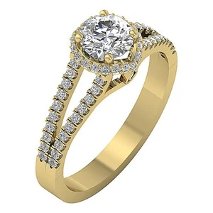 VS F 1.30 Ct Lab Grown Diamond Solitaire Engagement Wedding Ring 10K Yellow Gold - Picture 1 of 8