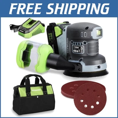 Portable Cordless Random Orbital Sander - 3.09 lbs, 6000-12000 OPM, Complete Kit - Image 1 of 4