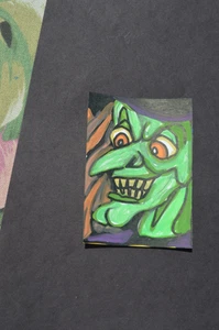 ACEO Original Art Card Horror Halloween Green Witch not a print - Bild 1 von 3