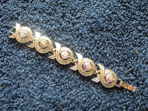 1960-Sarah Coventryi-Strass-goldfarbenes Meta Armband-signiert-7 1/4"L x 1"B- - Bild 1 von 7