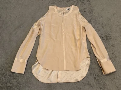 Elizabeth And James Silk Blouse Womens Medium Cream Long Sleeve Cold Shoulder - Image 1 of 4