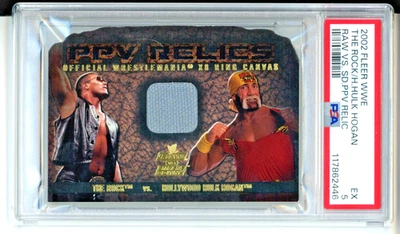 2002 Fleer WWE PPV Relic Hulk vs The Rock Wrestlemania 18 Ring Mat Relic PSA 5 - Image 1 of 3