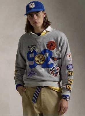 Polo Sport Ralph Lauren Multi Parche BALONCESTO UNIVERSITARIO Cuello Redondo Sudadera M Nuevo con Etiquetas Foto 1 de 4