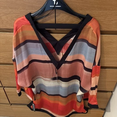 M & S Per Una Speziale Coral/Orange Stripe Top Size 14 BNWT - Image 1 of 4