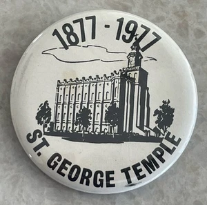 Mormon LDS St George Utah Temple 1977 100 aniversario botón 2,25" - Imagen 1 de 3
