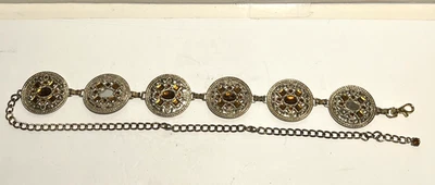 Vtg Y2K Metal Round Circle brass Chain Belt Fairy Whimsigoth 90s Medallion Boho - Image 1 of 4